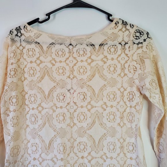 Free People Women's Walking to the Sun Cream Lace Dress Size 2 - Picture 9 of 13